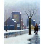 § Folmer Bendsten (Danish 1907-1993)oil on canvasFigure on a snowy streetsigned21.5 x 18in.