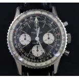A gentleman's 1960's stainless steel Breitling Navitimer manual wind chronograph wrist watch,