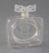 A rare Rene Lalique 'Meplat a Deux Figurines' perfume bottle, model no. 490, c.1912, engraved mark