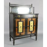 A Victorian Aesthetic Movement burr wood and ebony chiffonier, with raised mirrored back, long