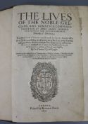 Plutarch - Lives "The Lives of the Noble Grecians and Romanes", folio, calf gilt, Richard Field,