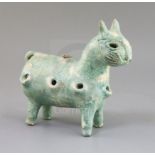A Canakkale turquoise glazed pottery incense burner, modelled as a cat, 9in., height 8in.