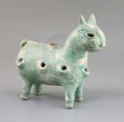 A Canakkale turquoise glazed pottery incense burner, modelled as a cat, 9in., height 8in.