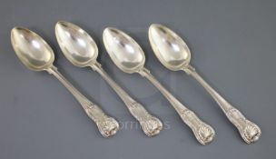 A set of four George III hourglass pattern tablespoons by Paul Storr, London, 1814, 22.5cm, 12.5