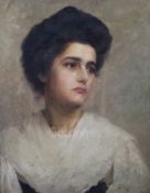 Charles Sims, R.A., R.W.S., (1873-1928)oil on canvasPortrait of Mrs Agnes Helen Sims, nee