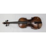 A German violin, follower of Johann Gottfried Hamm, late 19th century the two piece back with medium