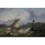 John Moore of Ipswich (1820-1902)pair of oils on canvasShipping off the coastone signed and dated
