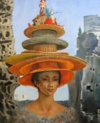 § Jean-Pierre Alaux (French b.1925)oil on canvasWoman wearing multiple hatssigned, Ex. Collection