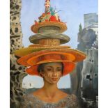§ Jean-Pierre Alaux (French b.1925)oil on canvasWoman wearing multiple hatssigned, Ex. Collection