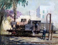 § Terence Cuneo (1907-1996)oil on canvasTank locomotive, Indiasigned and dated April 197320 x 25.