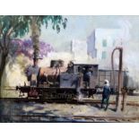 § Terence Cuneo (1907-1996)oil on canvasTank locomotive, Indiasigned and dated April 197320 x 25.