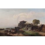James Vivian de Fleury (1847-1902)oil on canvasFisherfolk in a coastal landscapesigned and dated