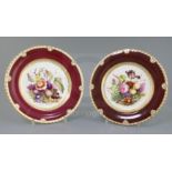 A rare and early pair of Rockingham porcelain cabinet plates, c.1826, each possibly painted by
