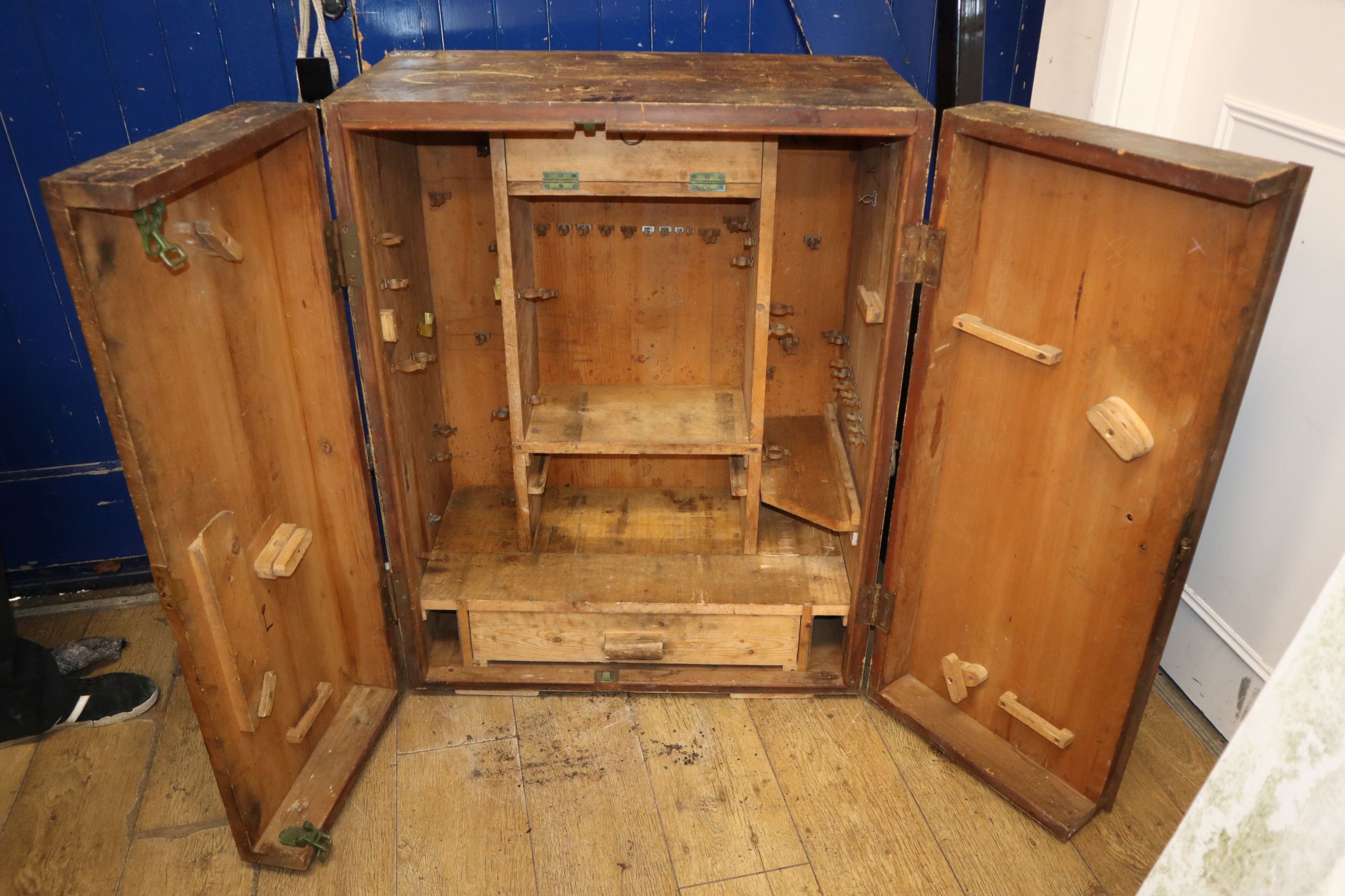 A Victorian carpenter's teak chest Height 99cm