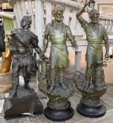 Three spelter figures