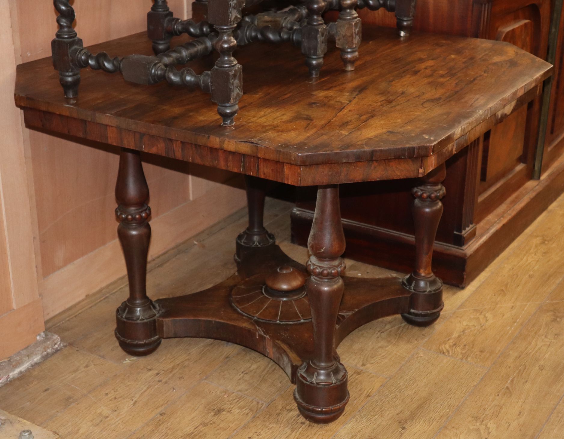 A Victorian rosewood octagonal centre table Diameter 120cm