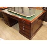 A George III style mahogany partner's desk W.183cm