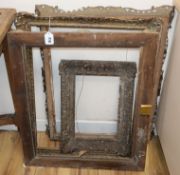 Four carved wood and gilt gesso picture frames