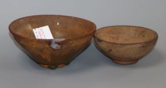 Two Song Dynasty, Jian ware tea bowls with Hare's Fur decoration largest 12cm diameter