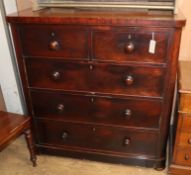 A Victorian mahogany chest of two short and three long drawers W.105cm