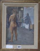 Paul Bagalglie, oil on canvas, 'The Life Room', label verso, 30 x 22cm