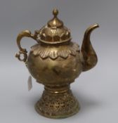 An Indo-Persian brass hotwater samovar height 33cm