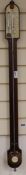 A rosewood stick barometer by Alexander Alexander, High Street, Exeter, with ivory register Height