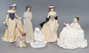 A Beswick Beatrix Potter figure, 'Hunca Munca Sweeping', a Royal Doulton figure, 'Images' and four