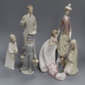 Six Lladro figures