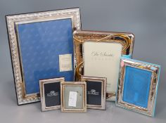 Six assorted Italian white metal photograph frames, largest 31cm.
