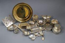 A collection of mainly Italian 800 standard small white metal items, comprising a gilt white metal