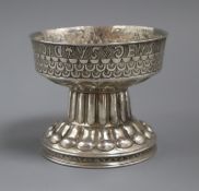 An Edwardian silver 'Arts & Crafts' model of a font by Nathan & Hayes, Chester, 1903, height 9.