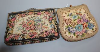 Two French tapestry evening bags