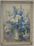 Marion Broom, watercolour, Still life of flowers, 75 x 54.5cm