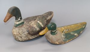 Two 19th century painted wood decoy ducks