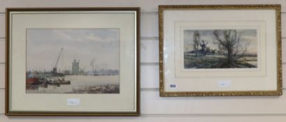 Sidney Vale (1916-1991) & Robert Arthur Rouse (1867-1951) - two watercolours; Woolwich Reach and '
