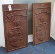 A pair of Victorian cast iron plaques for Kent College, Canterbury with the arms and motto 'Lux