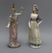 Two Lladro figures, one of a Thai dancer tallest 33cm
