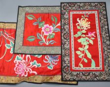 A collection of thirteen Chinese embroidered panels