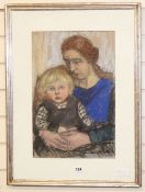 Maxwell Ashby Armfield (1881-1972) pastel, Mother and child, initialled, 47 x 30cm