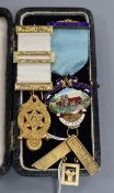 A Beddington Lodge silver gilt and enamel masonic medal and another medal