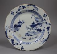 A Chinese Nanking cargo blue and white plate diameter 22cm