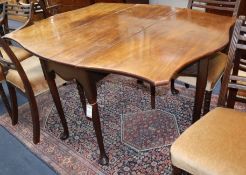 A butterfly top mahogany pad foot table Length 135cm