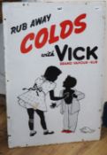 An enamelled advertising sign, 'Rub Away Colds with Vick'