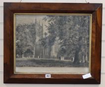 Skelton after Mackenzie, rosewood framed engraving, Merton College Chapel from the Grove, 35 x