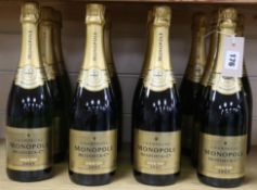 Nine bottles of 2009 Monopole and four bottles of 2007 Monopole champagne