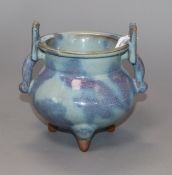 A Chinese blue ground earthenware censer height 11.5cm