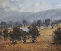 J. Colin Angusoil on canvas boardFarm in the Eldorado Hills, Australiasigned50 x 60cm