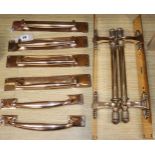 Four pairs of cast brass door handles