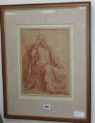 An Old Master sanguine chalk drawing of a seated man, 31 x 24cm